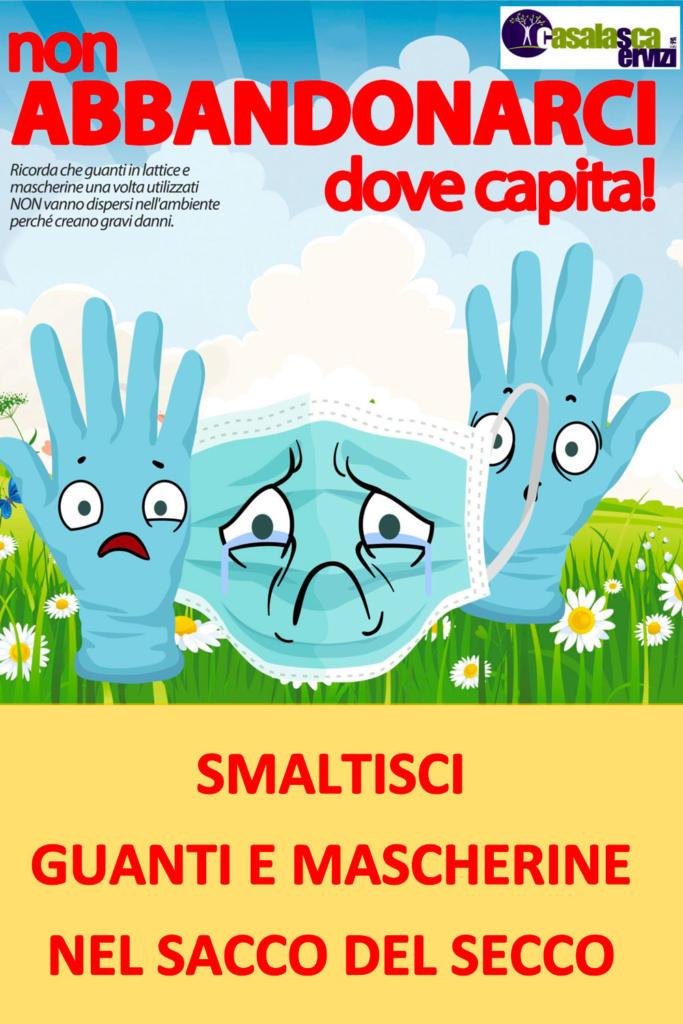 Smaltimento mascherine e guanti